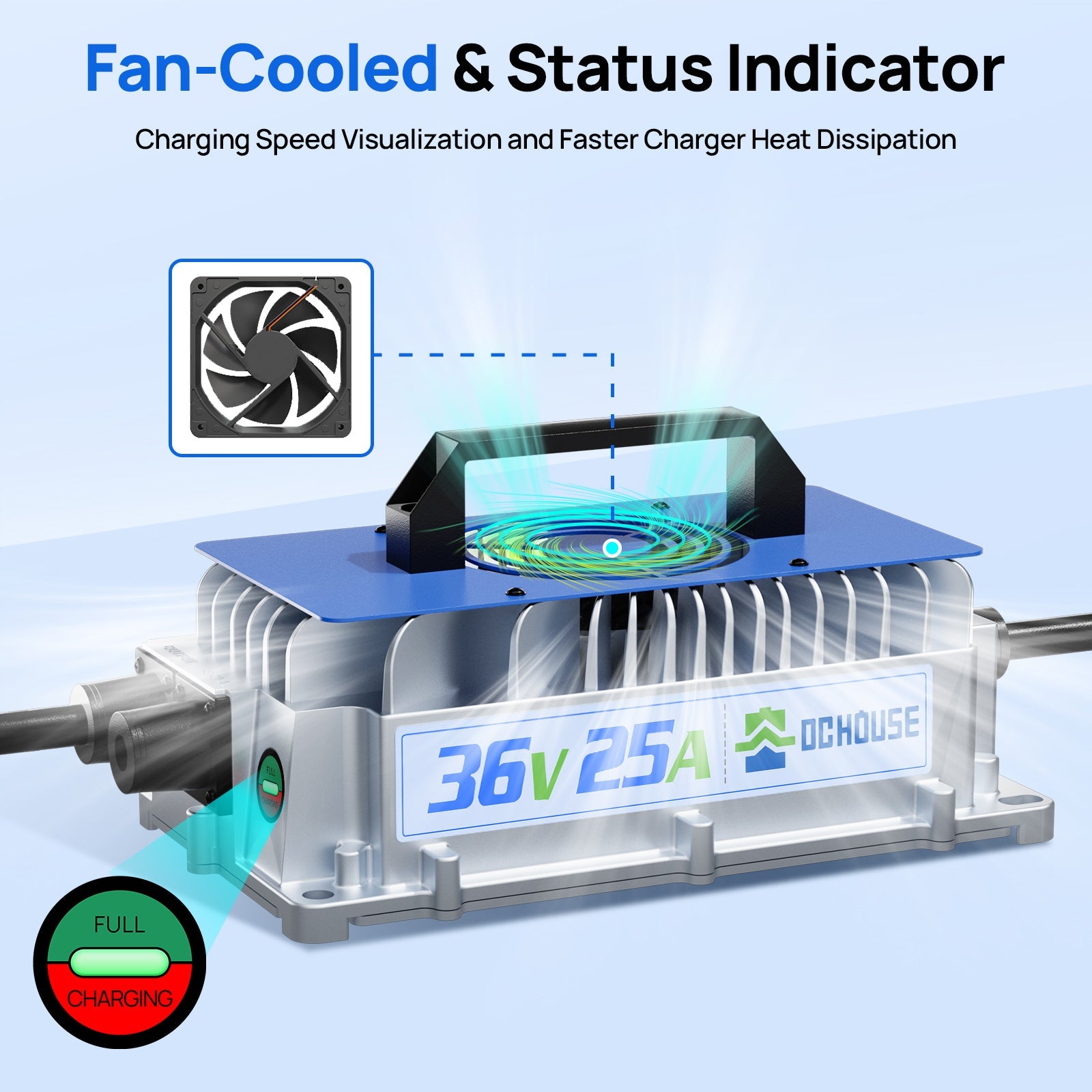 36V 100Ah 2.0 LiFePO4 Bluetooth Flame-retardant ABS Case Battery & Charger