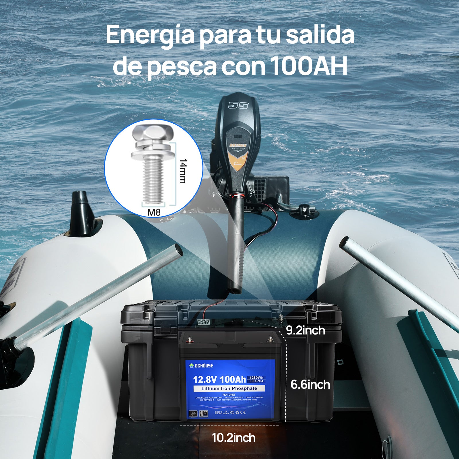 Batería de Ciclo Profundo LiFePO4 de 12V 100Ah con Bluetooth y Protección contra Bajas Temperaturas