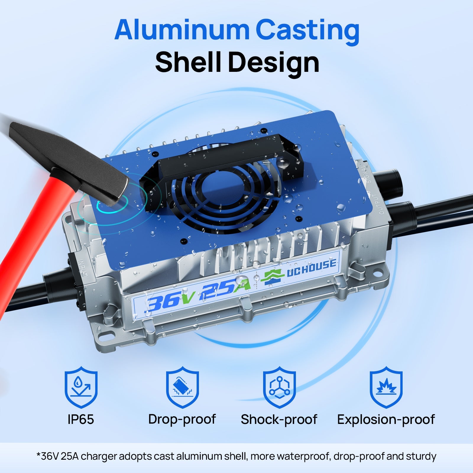 36V 100Ah 2.0 LiFePO4 Bluetooth Flame-retardant ABS Case Battery & Charger