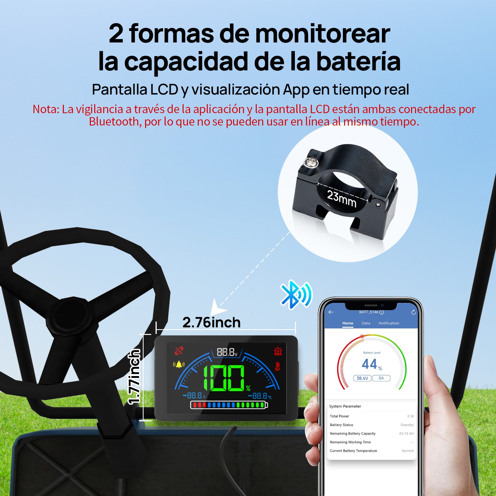 Batería LiFePO4 36V 100Ah 2.0 con Bluetooth, Carcasa de ABS Ignífuga y Cargador. Kit de Batería de Litio DC HOUSE 36V 100Ah para Carritos de Golf, RVs y Uso al Aire Libre