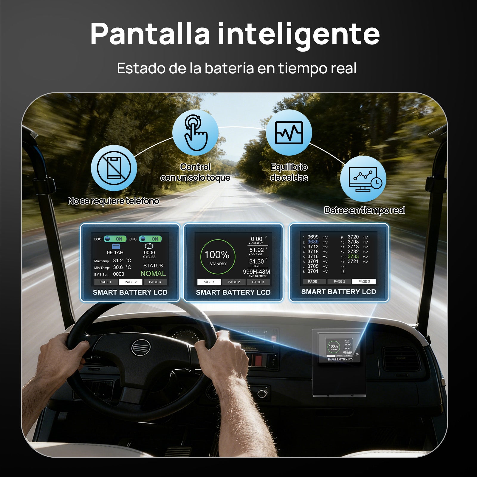 DC HOUSE Batería LiFePO4 Premium 48V 50Ah con Carcasa Metálica y Cargador - Ideal para Carritos de Golf