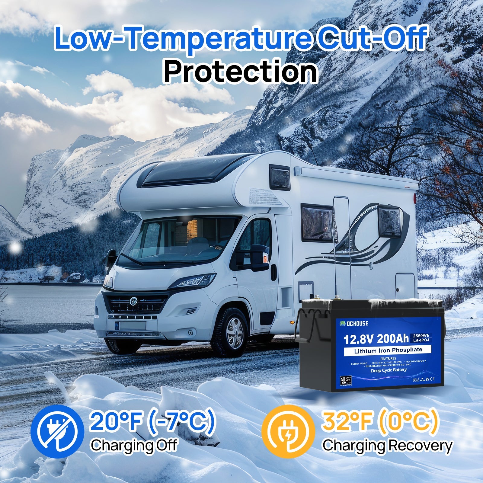 12V 200Ah Deep Cycle LiFePO4 Lithium Low Temp Protection Battery