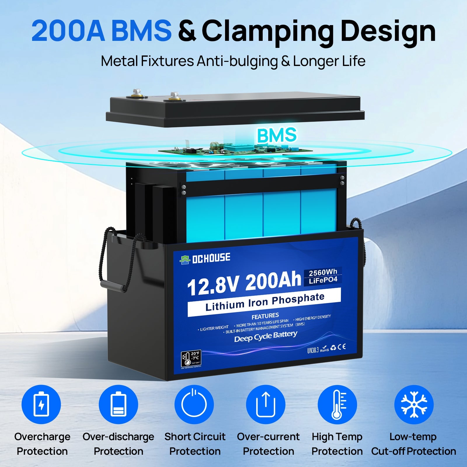 12V 200Ah Deep Cycle LiFePO4 Lithium Low Temp Protection Battery