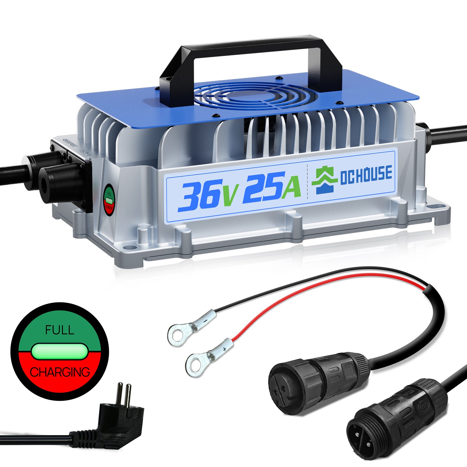 Batería LiFePO4 36V 100Ah 2.0 con Bluetooth, Carcasa de ABS Ignífuga y Cargador. Kit de Batería de Litio DC HOUSE 36V 100Ah para Carritos de Golf, RVs y Uso al Aire Libre