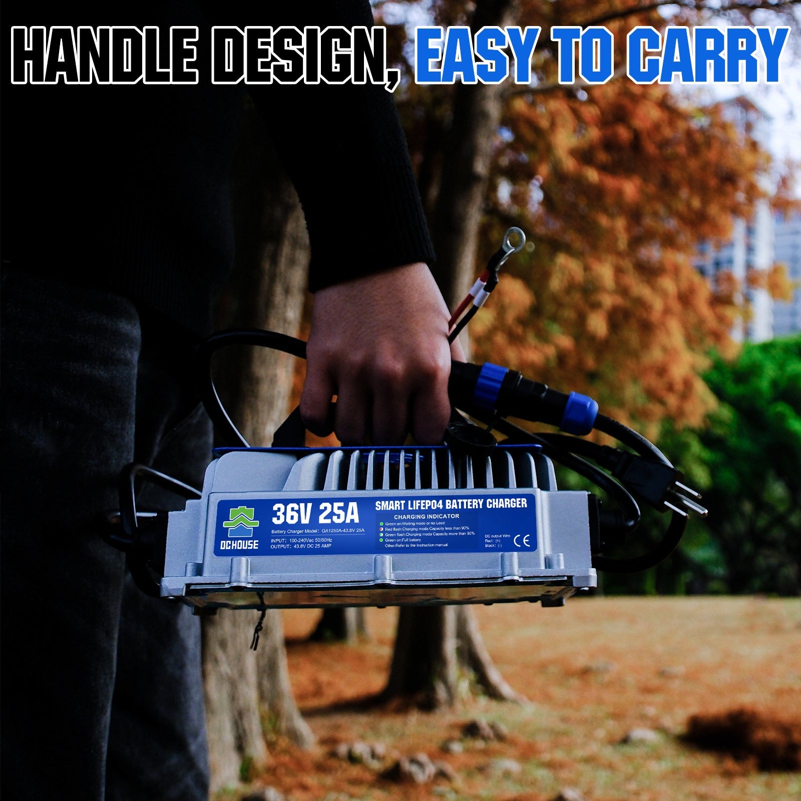 36V 100Ah 2.0 LiFePO4 Bluetooth Flame-retardant ABS Case Battery & Charger