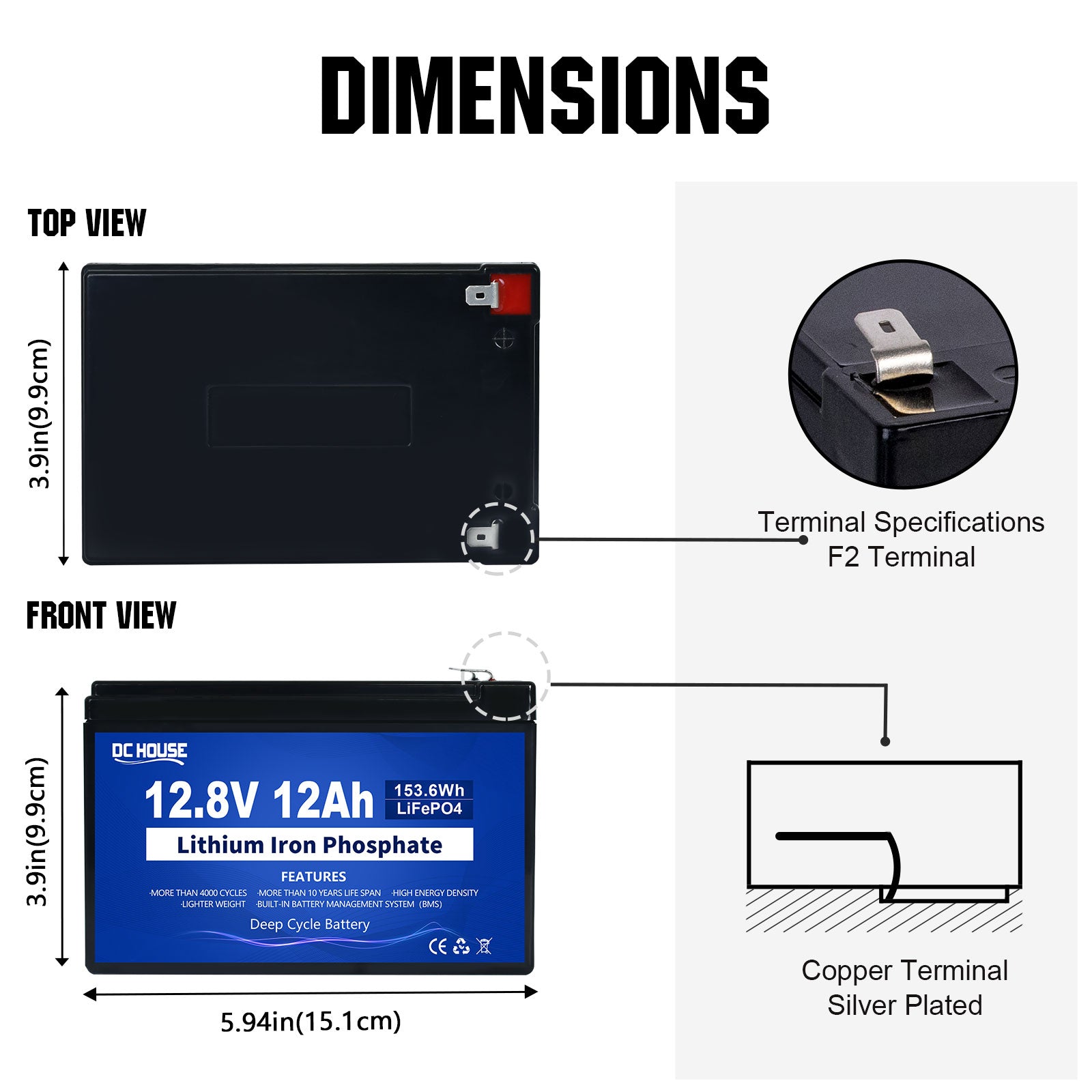 12V 12Ah Deep Cycle LiFePO4 Lithium Battery